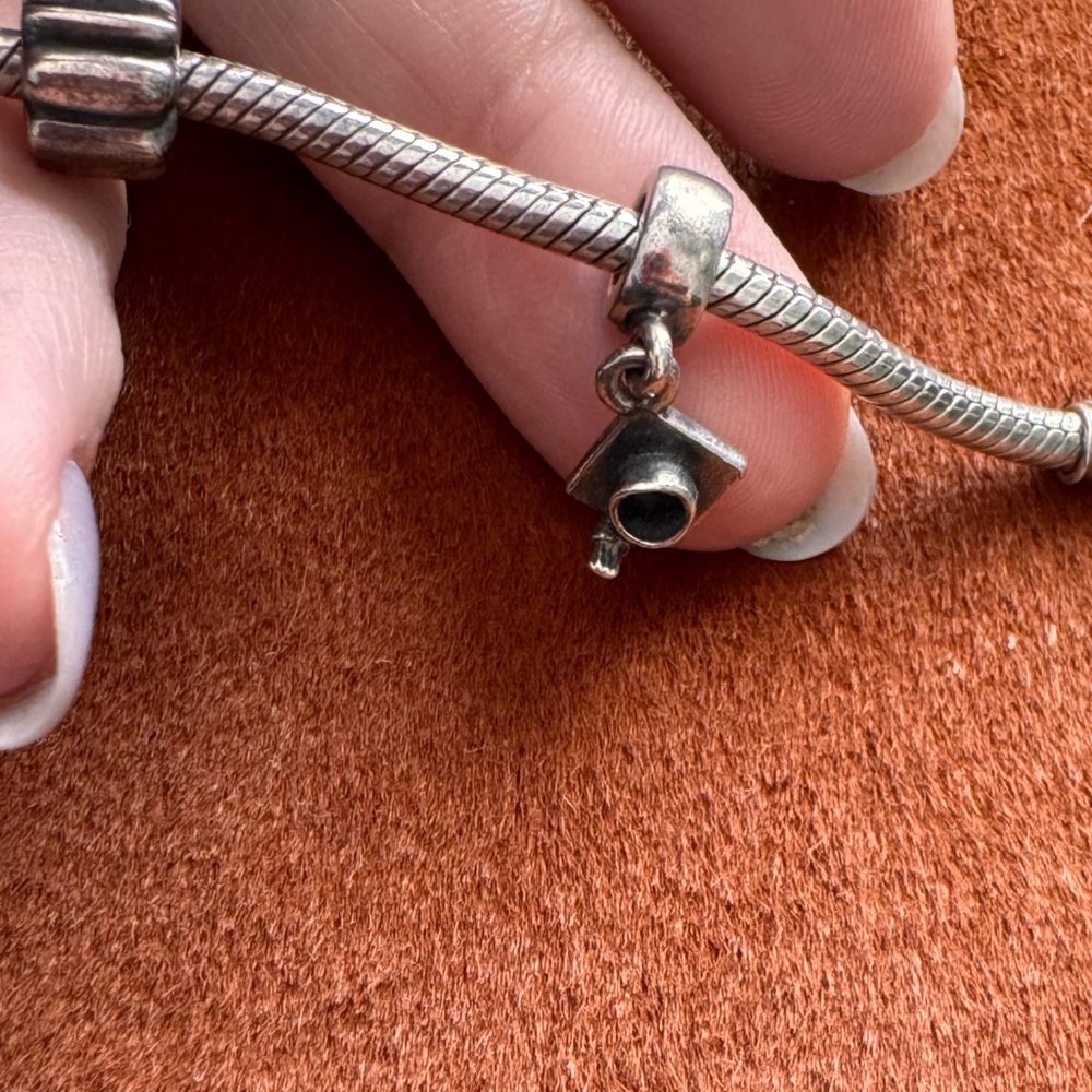 PANDORA Authentic Sterling Silver Graduation Cap Charm - Picture 2 of 5